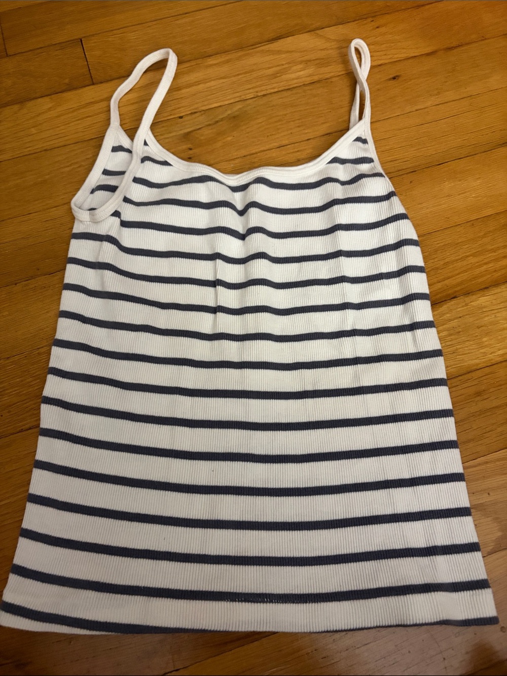 Brandy Melville White and Navy Striped Ribbed Bandeau Cami